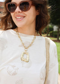 Geometric Rectangle Necklace - Gold - MerciGrace BoutiqueNecklace