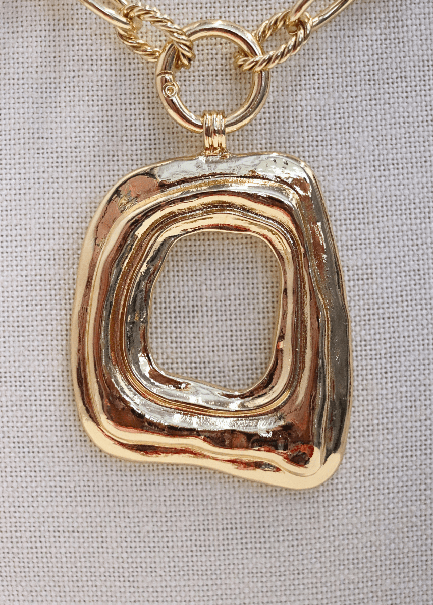 Geometric Rectangle Necklace - Gold - MerciGrace BoutiqueNecklace