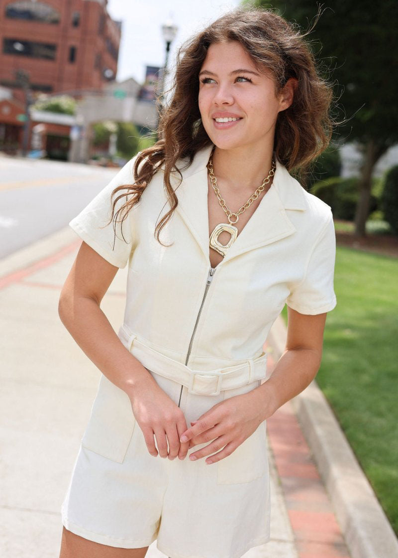 Geometric Rectangle Necklace - Gold - MerciGrace BoutiqueNecklace