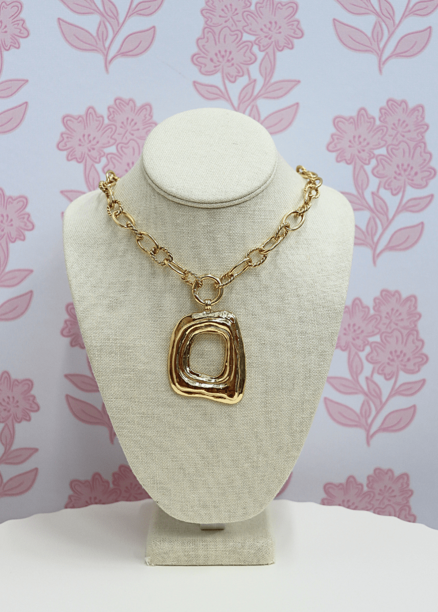 Geometric Rectangle Necklace - Gold - MerciGrace BoutiqueNecklace