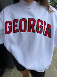 Georgia Embroidered Mock Neck Sweatshirt - white - MerciGrace BoutiqueSweatshirt