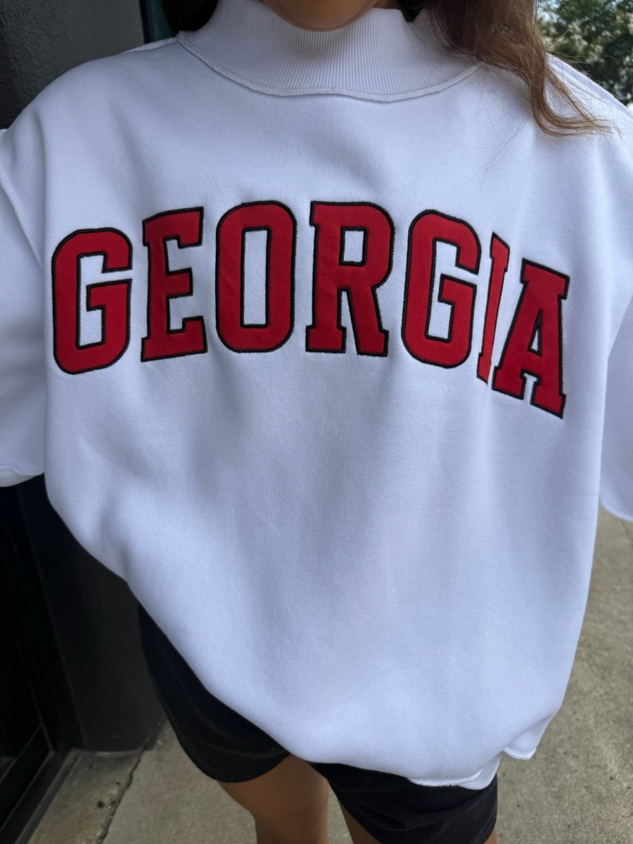Georgia Embroidered Mock Neck Sweatshirt - white - MerciGrace BoutiqueSweatshirt