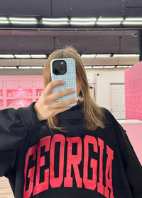 GEORGIA & GA Print Reversible Mockneck Sweatshirt - Black with Red Lettering - MerciGrace BoutiqueSweatshirt