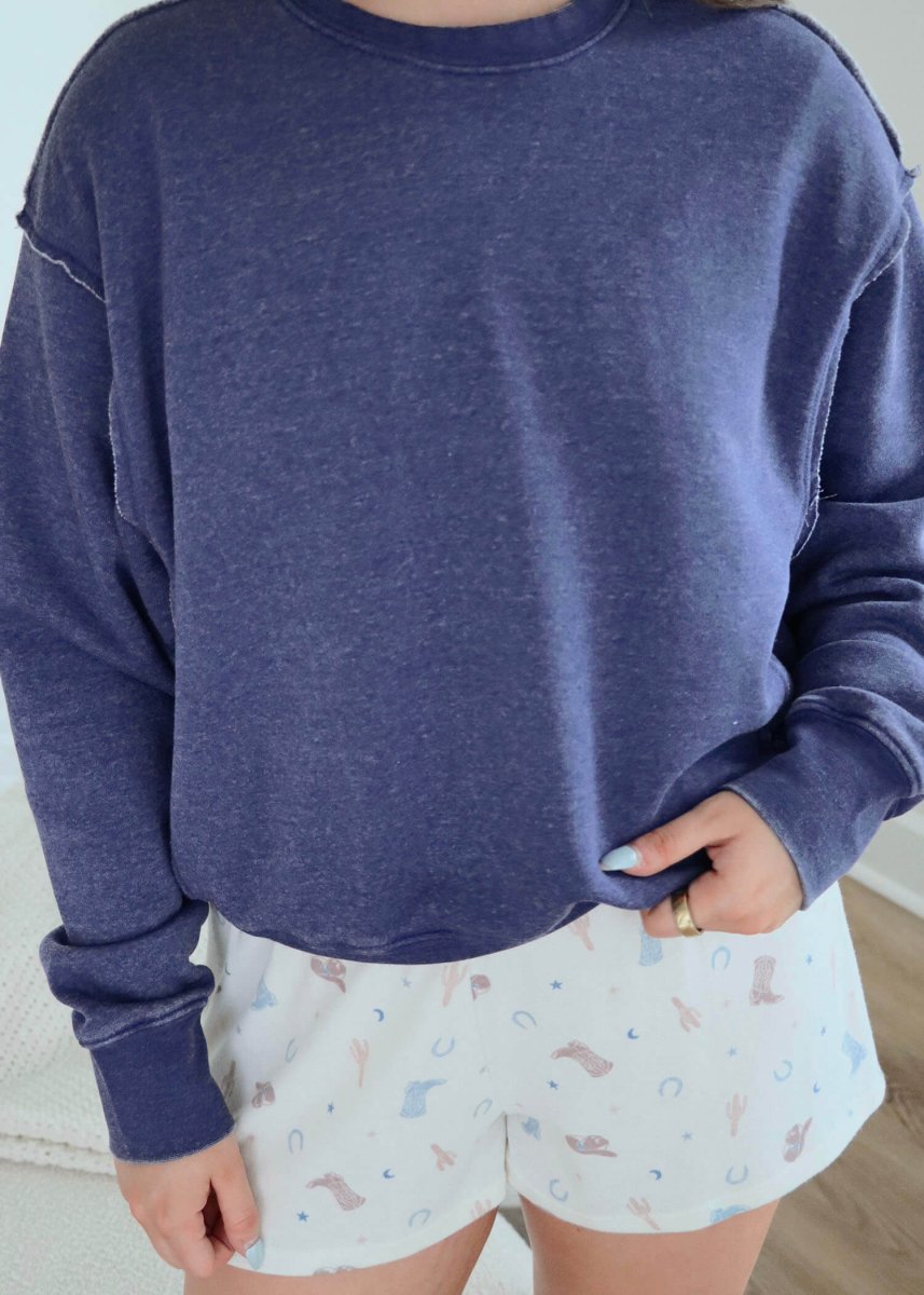 Go To Sweatshirt - Dusty Indigo - MerciGrace BoutiqueSweatshirt