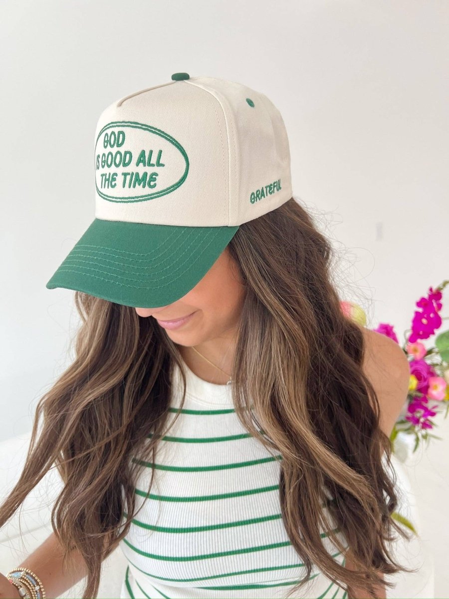 God is Good - Green Vintage Trucker Hat - MerciGrace BoutiqueHat