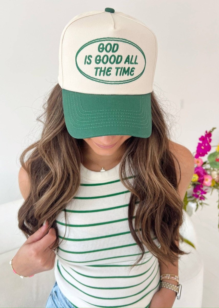 God is Good - Green Vintage Trucker Hat - MerciGrace BoutiqueHat
