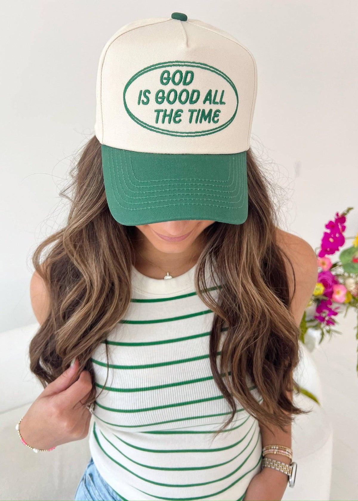 God is Good - Green Vintage Trucker Hat