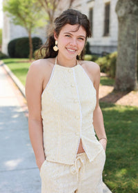 Golden Hour Halter Top - Yellow/White - MerciGrace BoutiqueTop