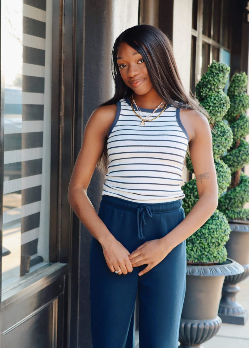 Hadley Striped Tank - Navy - MerciGrace BoutiqueTank