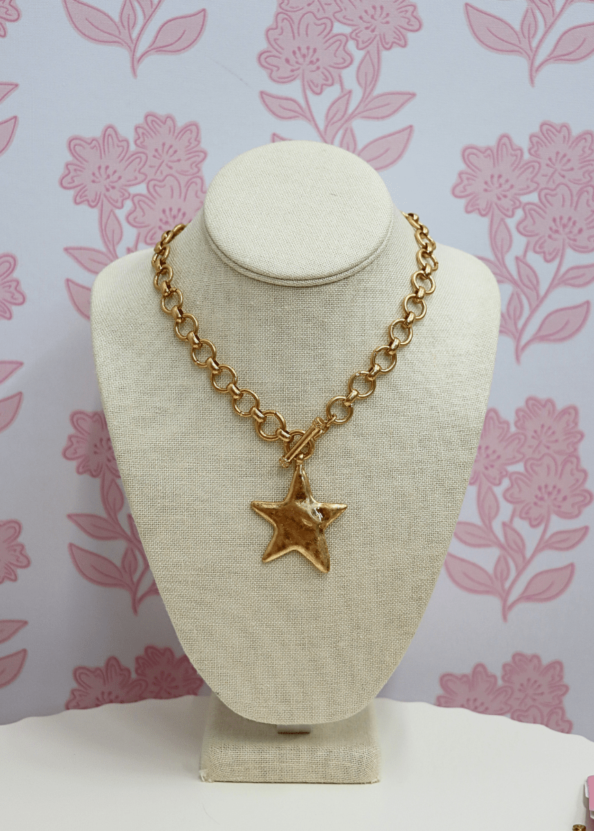 Hammered Star Necklace Set - Vintage Gold - MerciGrace BoutiqueNecklace