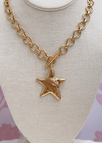 Hammered Star Necklace Set - Vintage Gold - MerciGrace BoutiqueNecklace