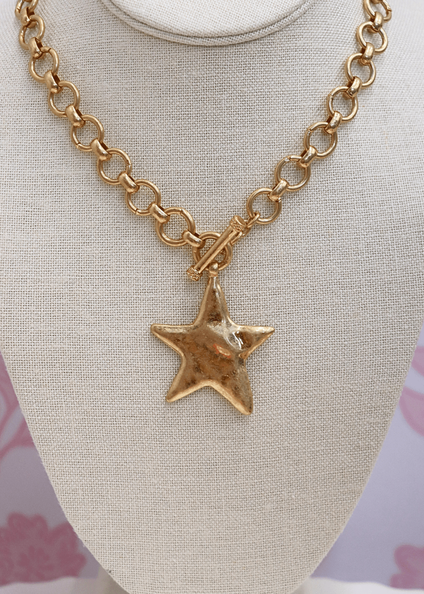 Hammered Star Necklace Set - Vintage Gold - MerciGrace BoutiqueNecklace