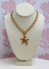 Hammered Star Necklace Set - Vintage Gold - MerciGrace BoutiqueNecklace