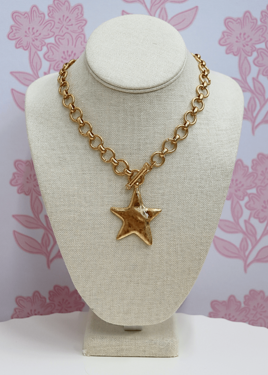 Hammered Star Necklace Set - Vintage Gold - MerciGrace BoutiqueNecklace