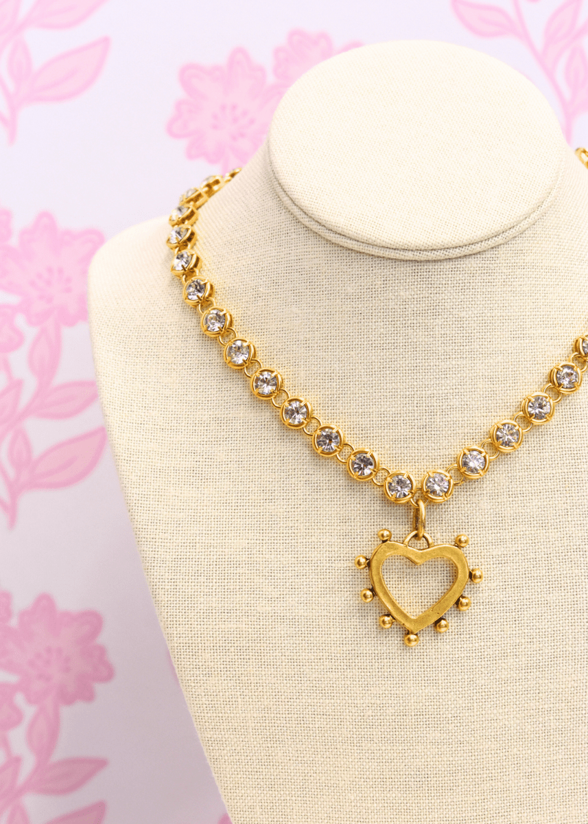 Heart and Sparkle Necklace- Gold