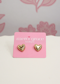 Heart Brass Stud Earrings - Gold - MerciGrace BoutiqueEarrings