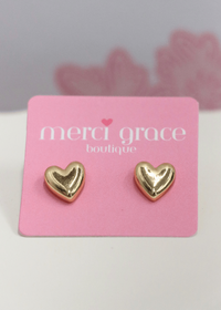 Heart Brass Stud Earrings - Gold - MerciGrace BoutiqueEarrings