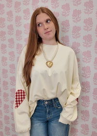 Heart Patch Long Sleeve - Ivory - MerciGrace BoutiqueTop