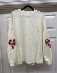 Heart Patch Long Sleeve - Ivory - MerciGrace BoutiqueTop