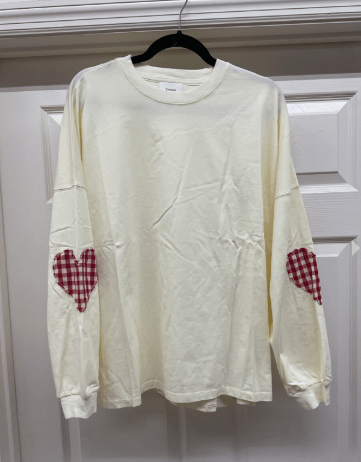 Heart Patch Long Sleeve - Ivory - MerciGrace BoutiqueTop