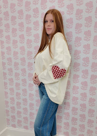 Heart Patch Long Sleeve - Ivory - MerciGrace BoutiqueTop