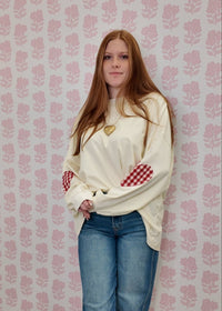 Heart Patch Long Sleeve - Ivory - MerciGrace BoutiqueTop