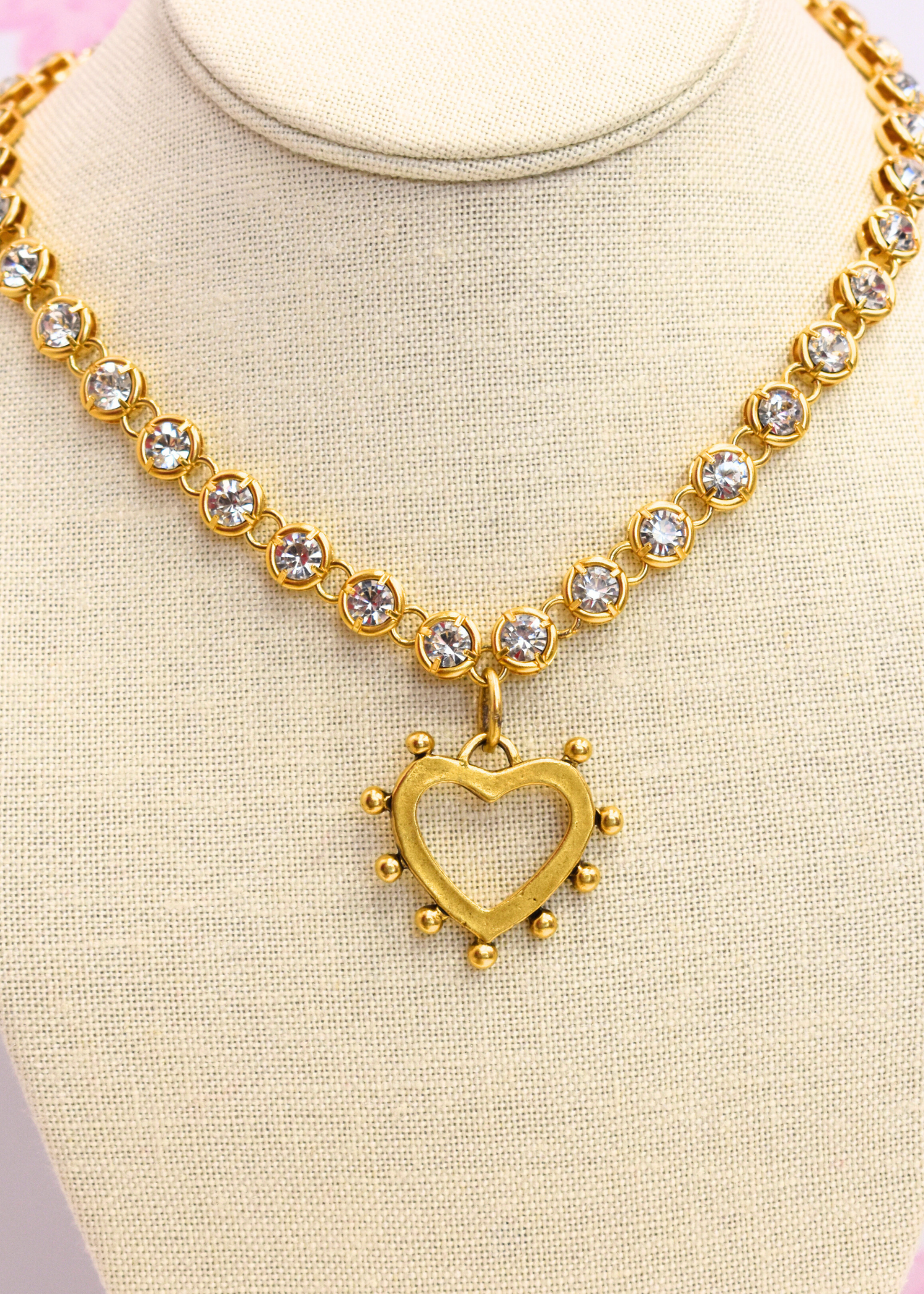 Heart and sparkle necklace styled for everyday wear