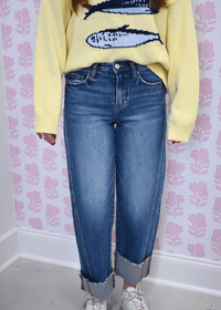 High Rise Cuffed Barrell - Medium Wash - MerciGrace BoutiqueJeans