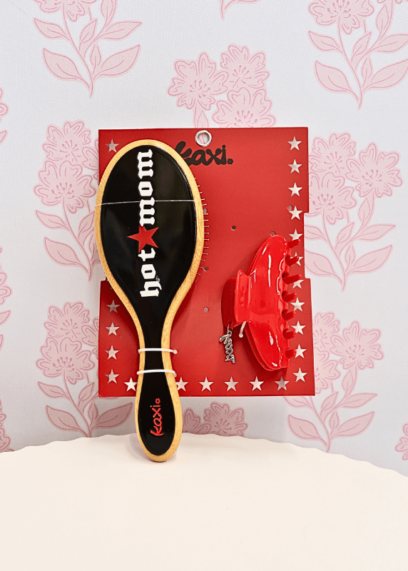Hot Mom Hair Brush and Claw Clip Set