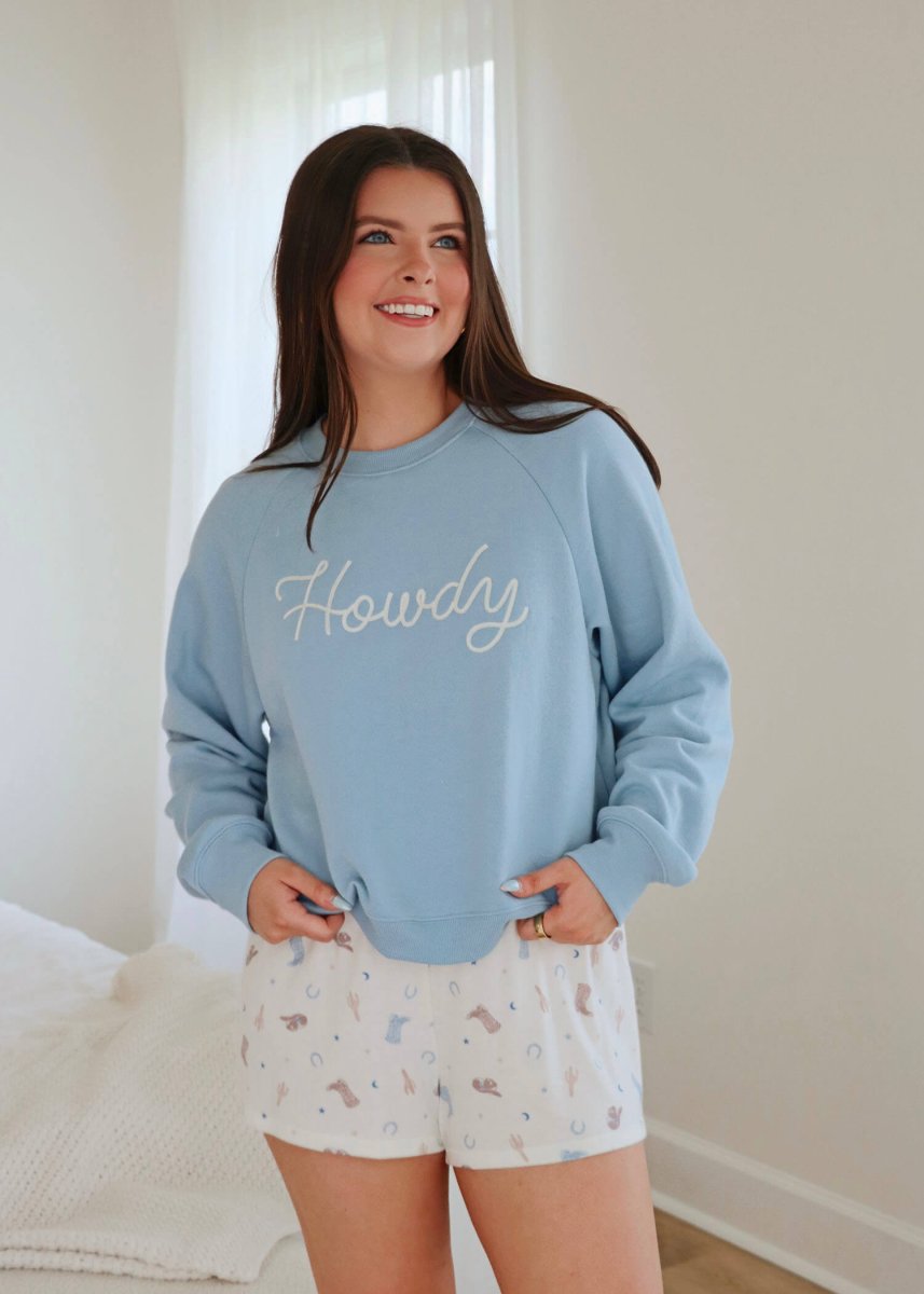 Howdy Sweatshirt - Coastal Blue - MerciGrace BoutiqueSweatshirt