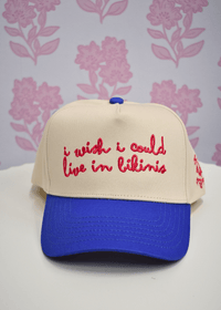 I Wish I Could Live in Bikinis - Periwinkle Vintage Trucker Hat - MerciGrace BoutiqueHat