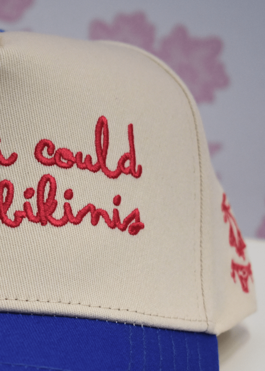 I Wish I Could Live in Bikinis - Periwinkle Vintage Trucker Hat - MerciGrace BoutiqueHat