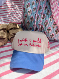 I Wish I Could Live in Bikinis - Periwinkle Vintage Trucker Hat - MerciGrace BoutiqueHat