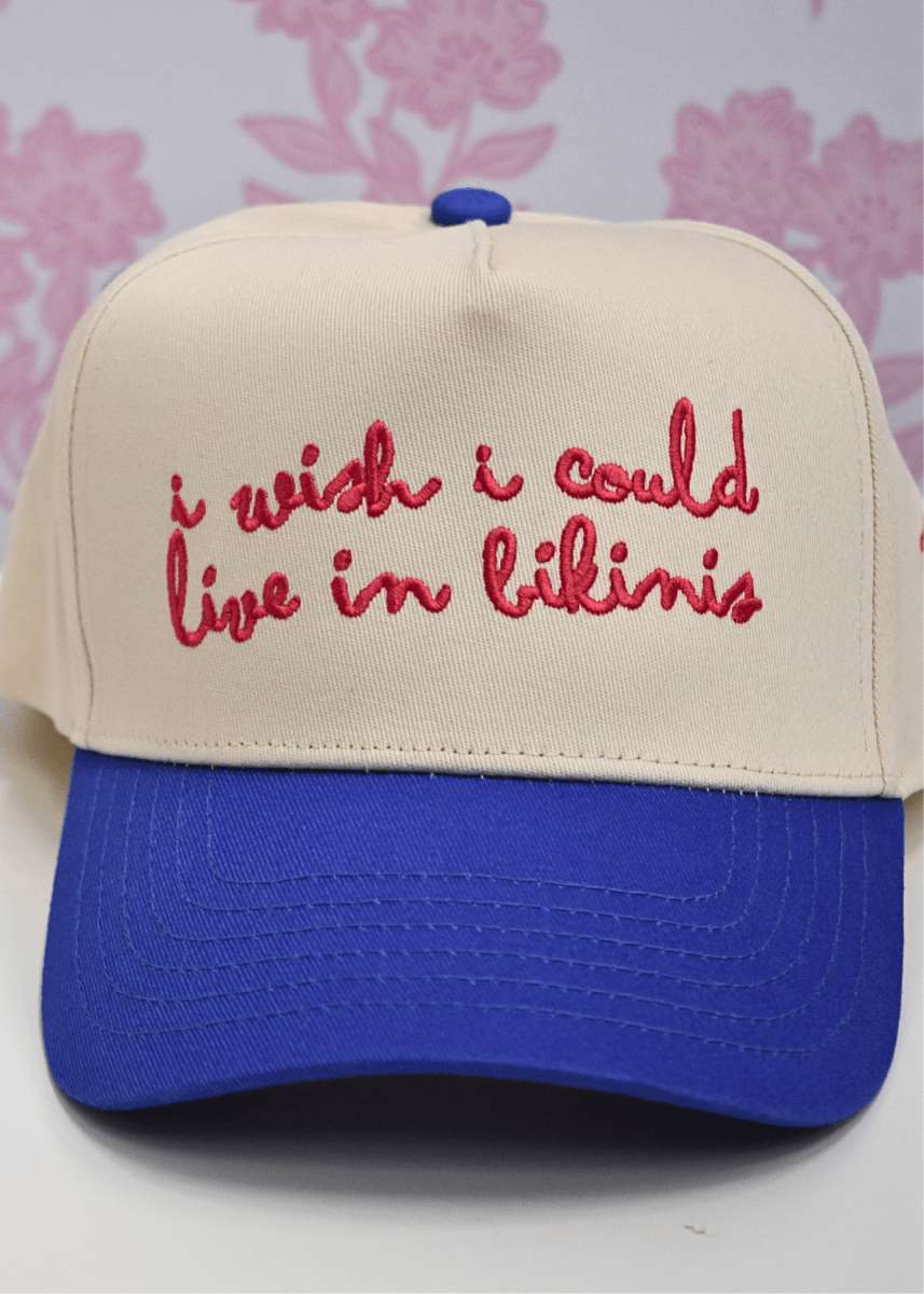 I Wish I Could Live in Bikinis - Periwinkle Vintage Trucker Hat - MerciGrace BoutiqueHat