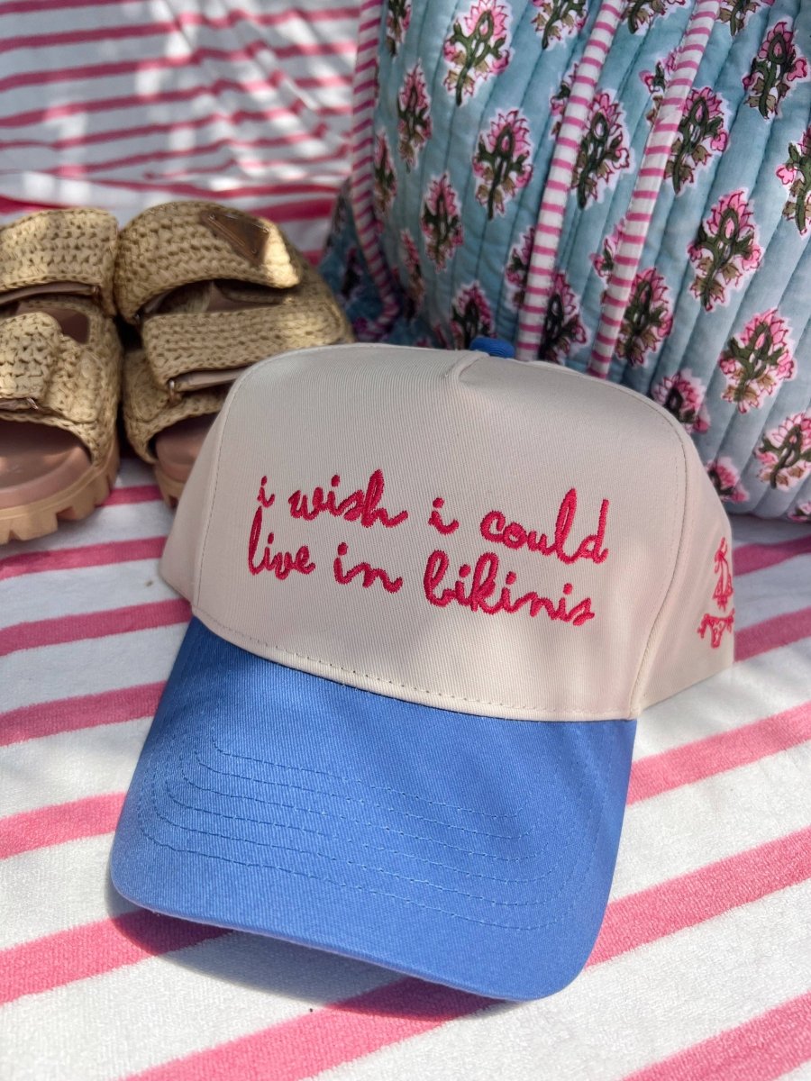 I Wish I Could Live in Bikinis - Periwinkle Vintage Trucker Hat - MerciGrace BoutiqueHat
