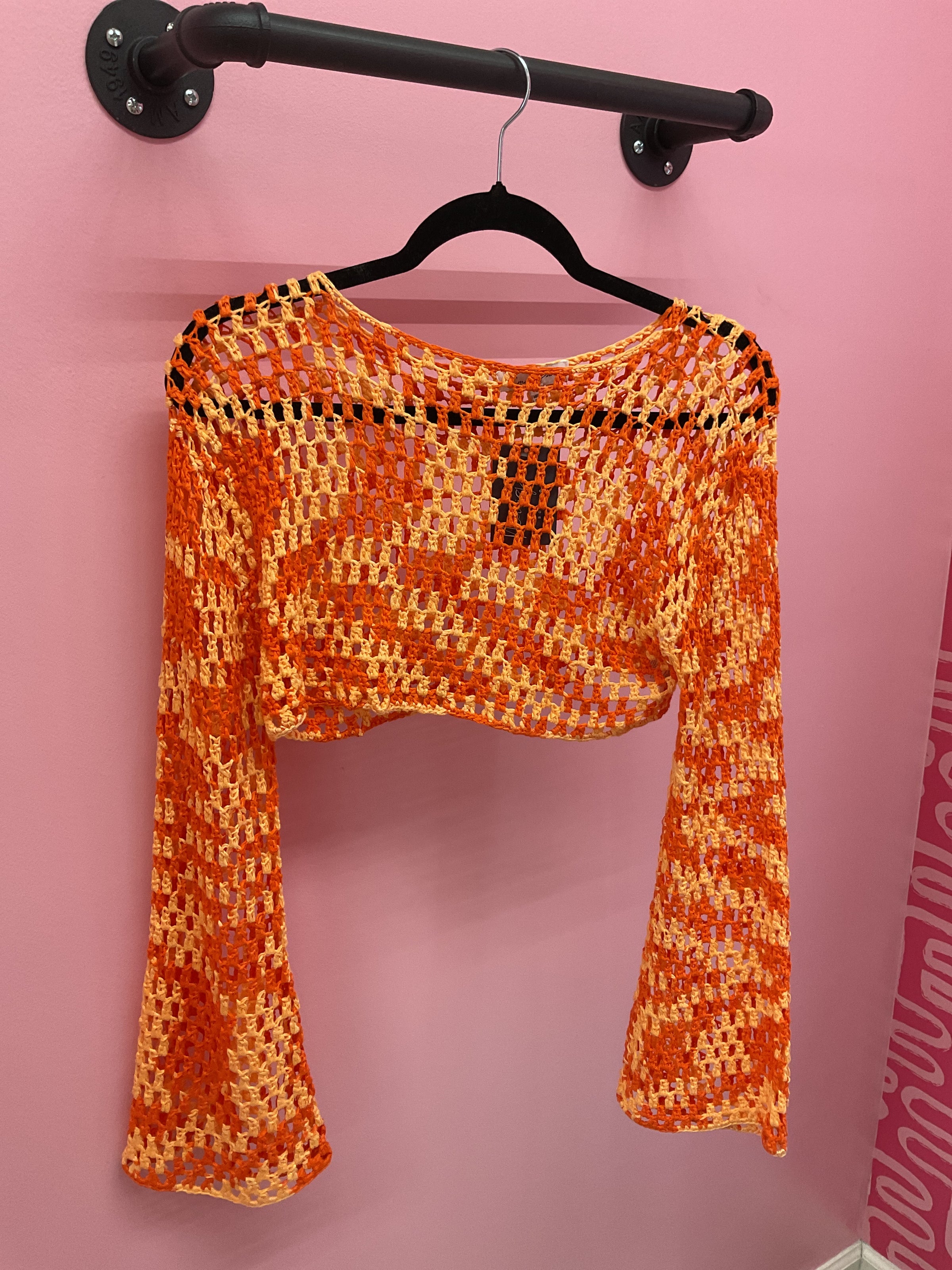 Cropped Crochet Top- Orange.