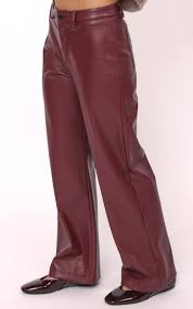 Night Vision Faux Leather Pants - Burgundy