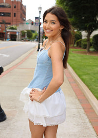 It Girl Mini Dress - Denim/White - MerciGrace Boutique