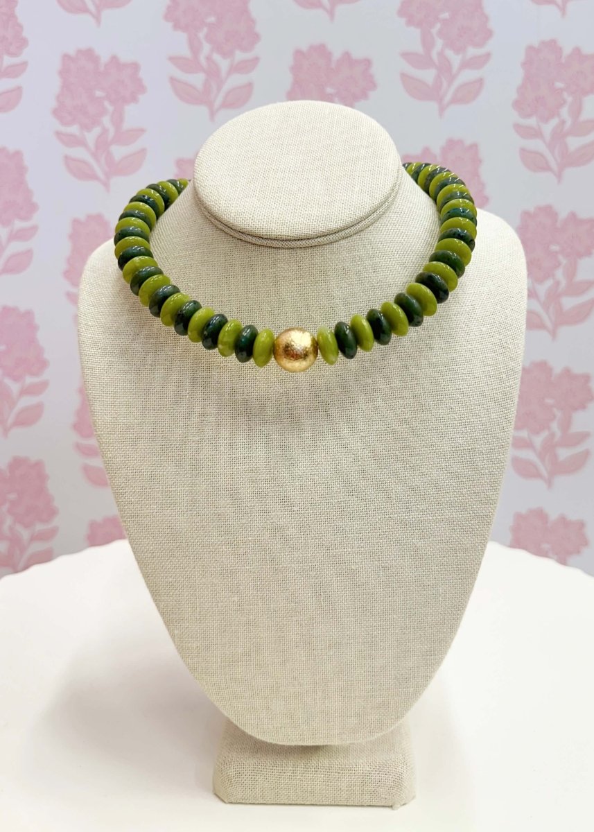Jeanie Necklace - Olive/Gold - MerciGrace BoutiqueNecklace