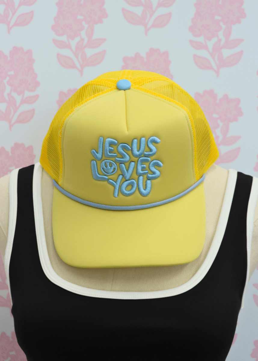 Jesus Loves You Trucker Hat - Yellow