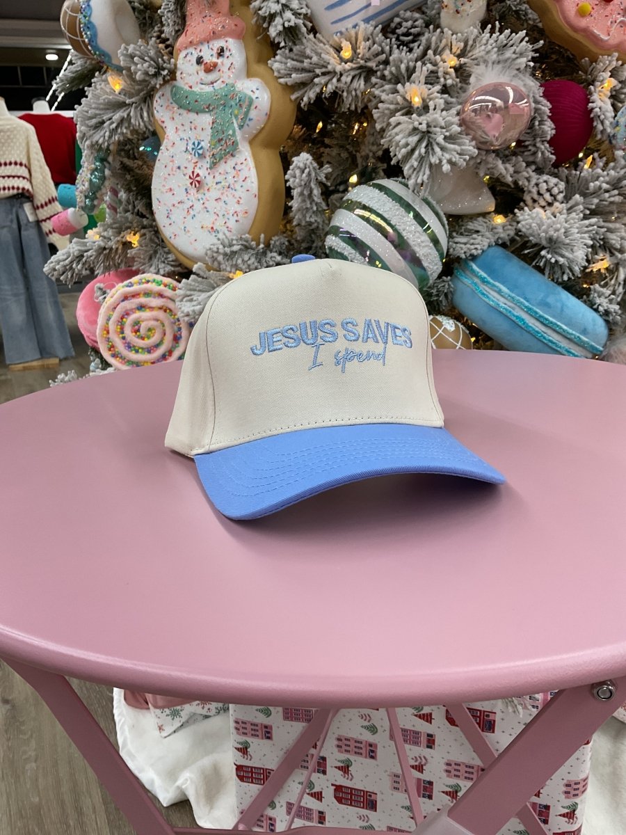 Jesus Saves Hat - Periwinkle/Natural - MerciGrace BoutiqueHat