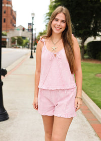 Jet Set Ruffle Top & Shorts Set - Pink Ivory - MerciGrace BoutiqueSet