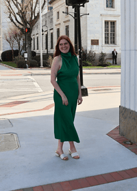 Jodie High Neck Satin Midi Dress - Emerald - MerciGrace BoutiqueDress