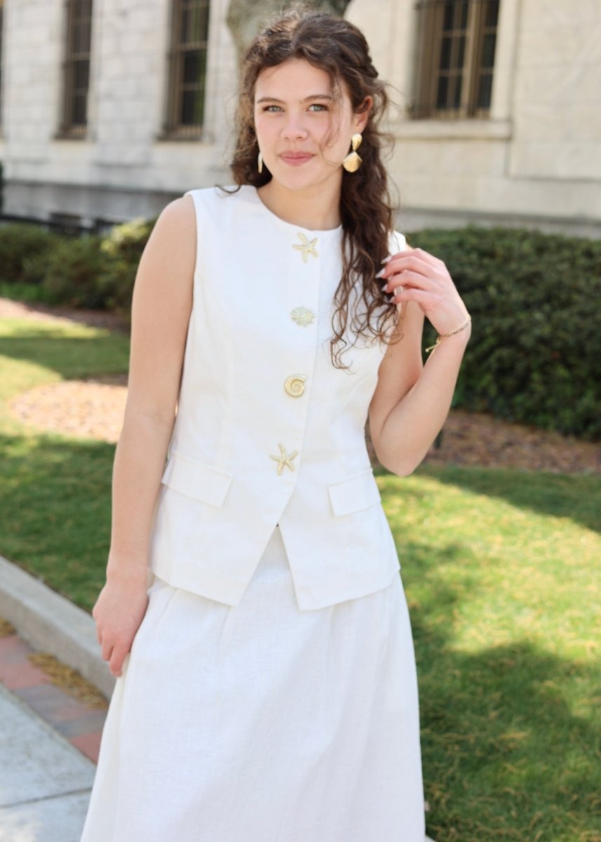 Josefina Linen Midi Skirt - Off White - MerciGrace BoutiqueSkirt