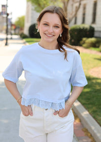 Juliet Eyelet Top - Light Blue - MerciGrace BoutiqueTop