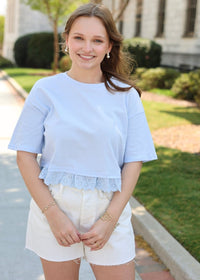 Juliet Eyelet Top - Light Blue - MerciGrace BoutiqueTop