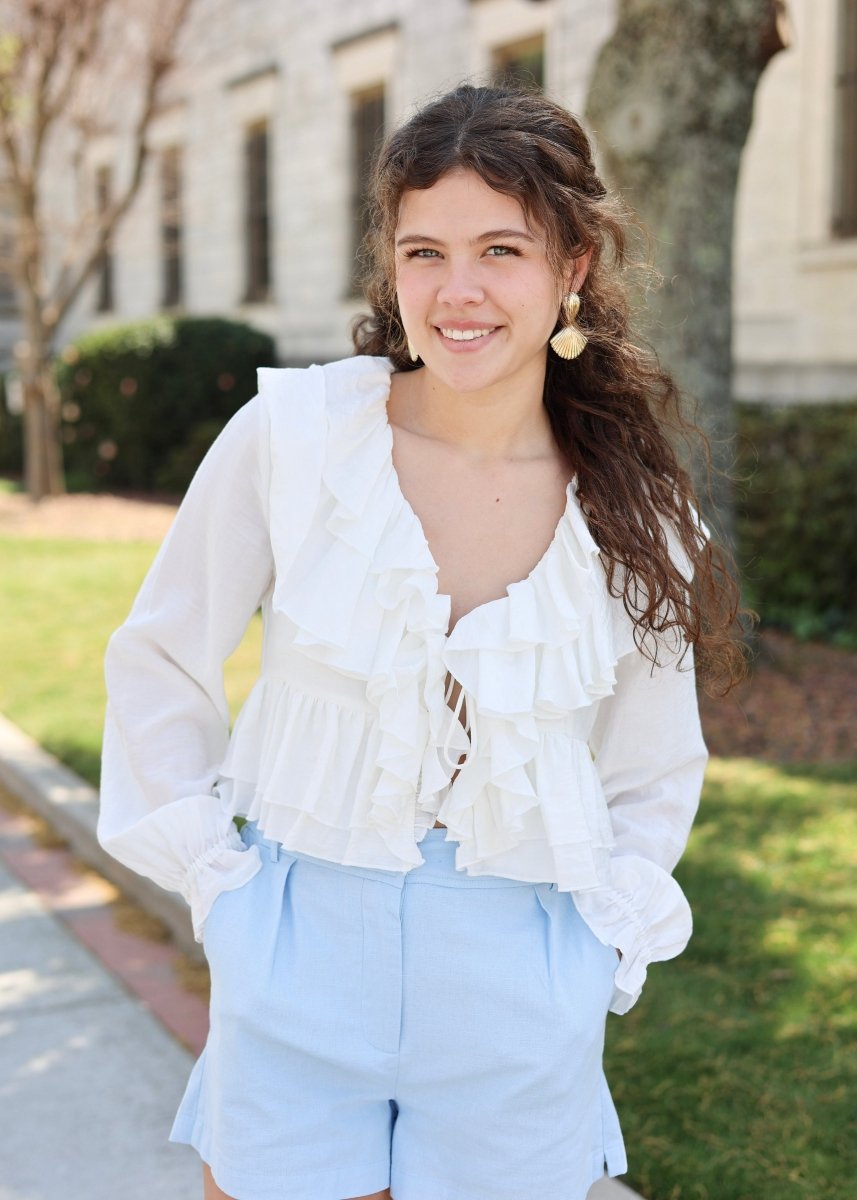 Kali Ruffle Blouse - White