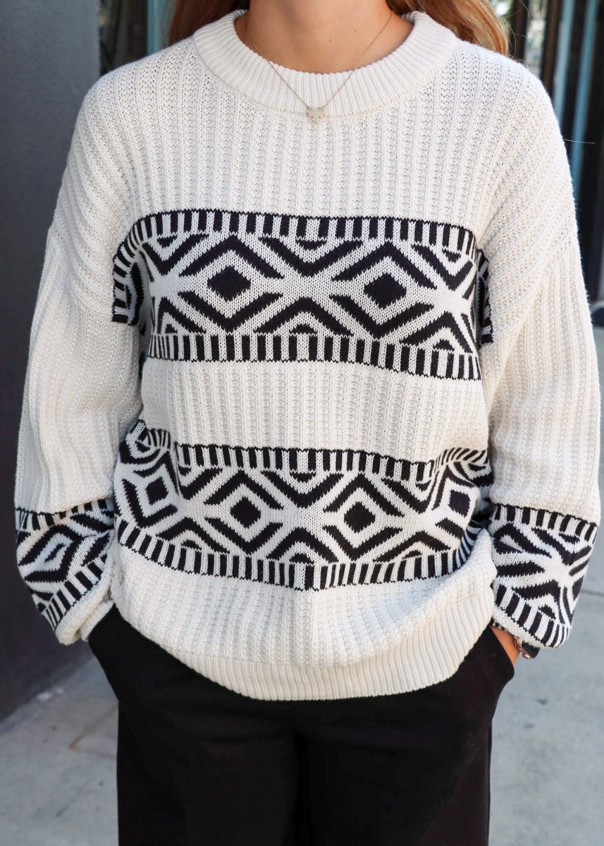 Keep It Coming Sweater - Cream/Black - MerciGrace BoutiqueSweater