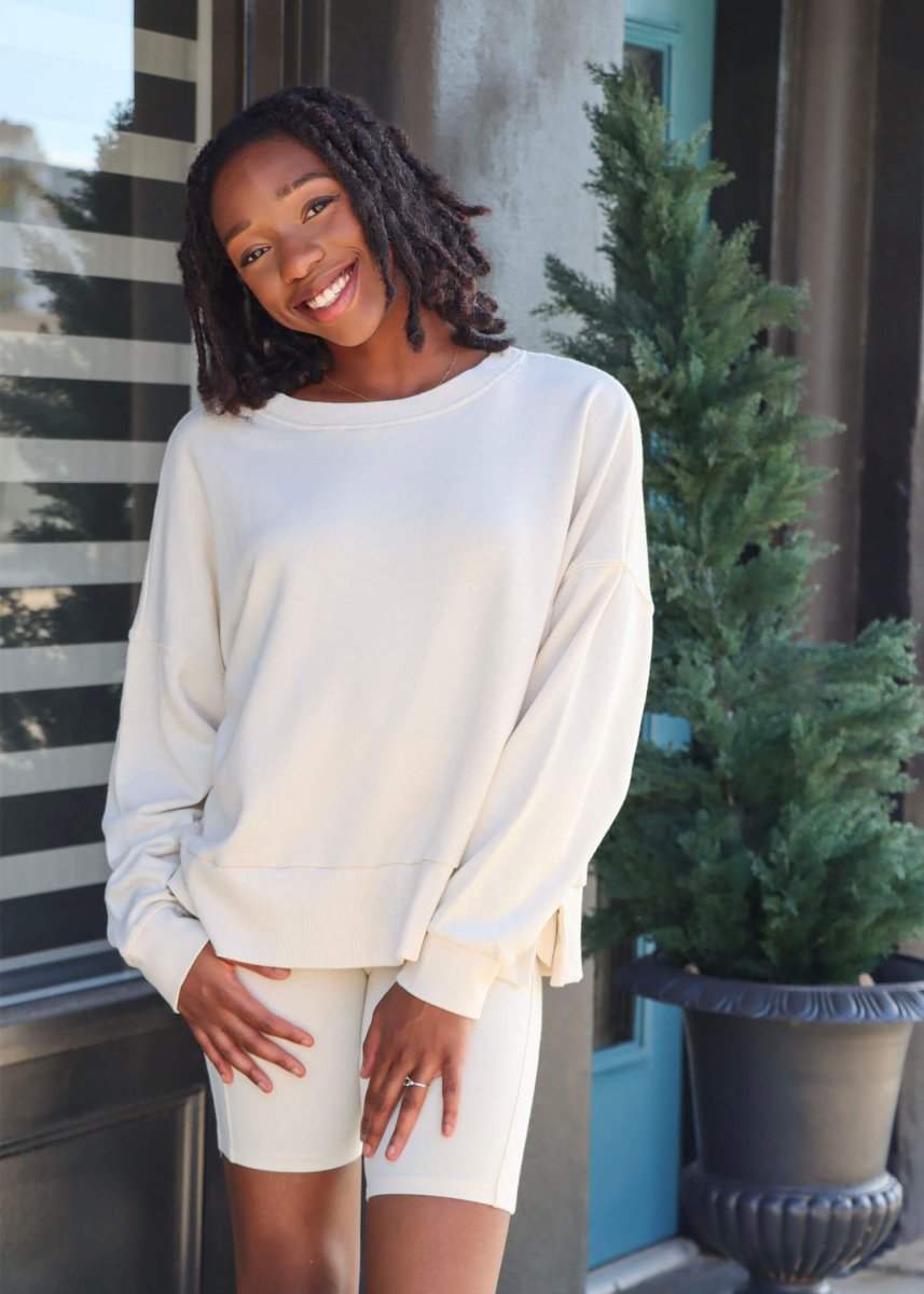Keepin' Cozy Knit Biker Short - Butter - MerciGrace BoutiqueShorts
