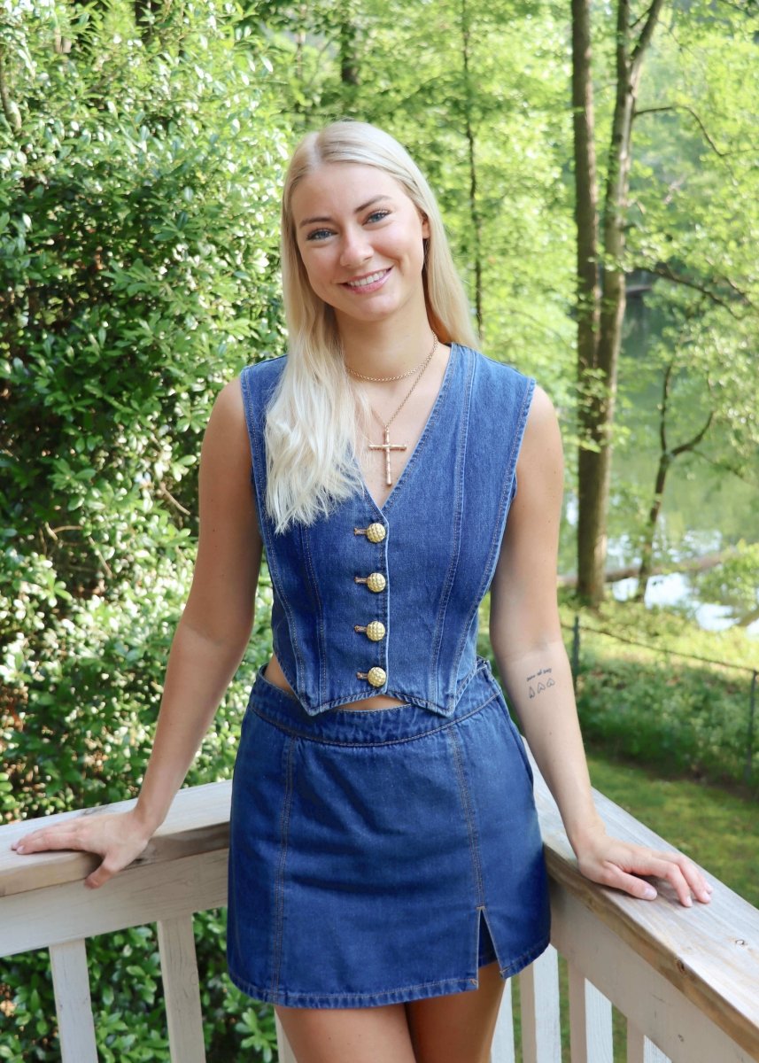Keepin' It Classy Denim Vest - Dark Wash - MerciGrace BoutiqueVest